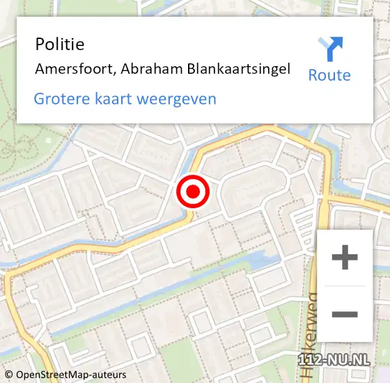 Locatie op kaart van de 112 melding: Politie Amersfoort, Abraham Blankaartsingel op 31 augustus 2022 17:14