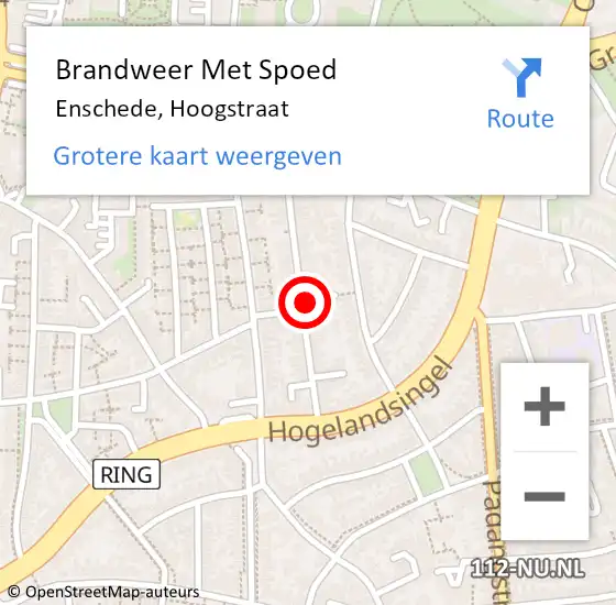 Locatie op kaart van de 112 melding: Brandweer Met Spoed Naar Enschede, Hoogstraat op 31 augustus 2022 17:20