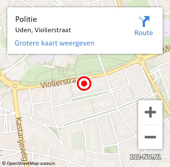 Locatie op kaart van de 112 melding: Politie Uden, Violierstraat op 31 augustus 2022 17:26