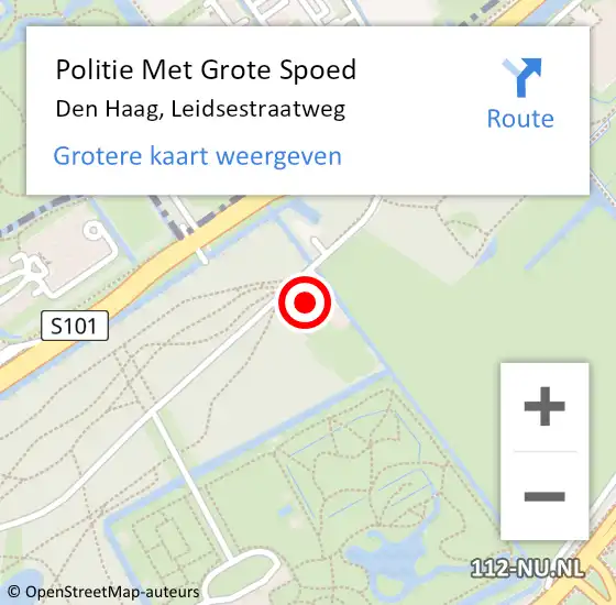 Locatie op kaart van de 112 melding: Politie Met Grote Spoed Naar Den Haag, Leidsestraatweg op 31 augustus 2022 17:26