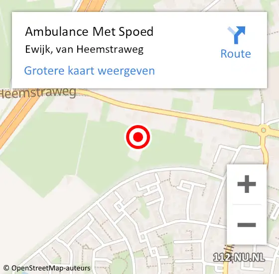 Locatie op kaart van de 112 melding: Ambulance Met Spoed Naar Ewijk, van Heemstraweg op 31 augustus 2022 17:38