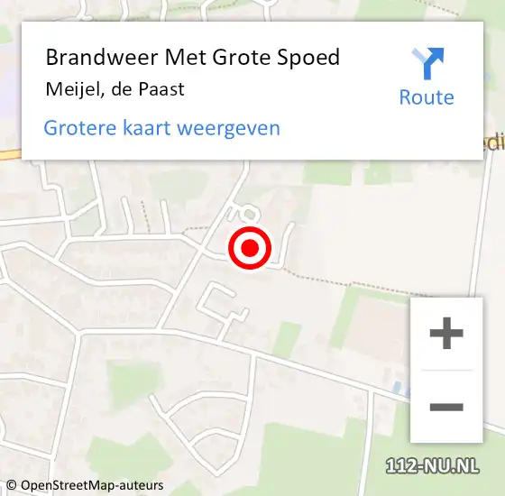 Locatie op kaart van de 112 melding: Brandweer Met Grote Spoed Naar Meijel, de Paast op 31 augustus 2022 17:40