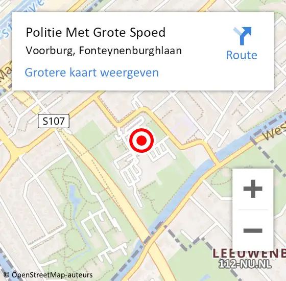 Locatie op kaart van de 112 melding: Politie Met Grote Spoed Naar Voorburg, Fonteynenburghlaan op 31 augustus 2022 17:44