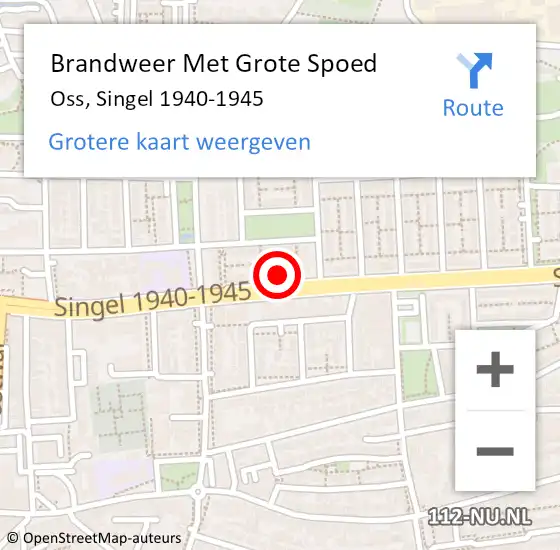 Locatie op kaart van de 112 melding: Brandweer Met Grote Spoed Naar Oss, Singel 1940-1945 op 31 augustus 2022 17:46