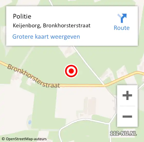 Locatie op kaart van de 112 melding: Politie Keijenborg, Bronkhorsterstraat op 31 augustus 2022 17:52