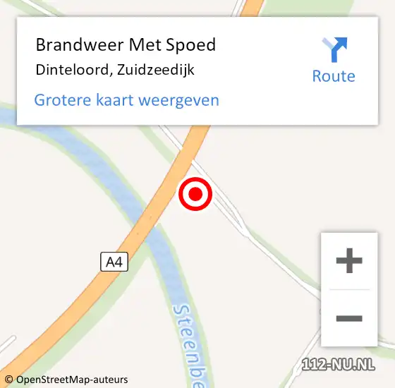 Locatie op kaart van de 112 melding: Brandweer Met Spoed Naar Dinteloord, Zuidzeedijk op 31 augustus 2022 18:00