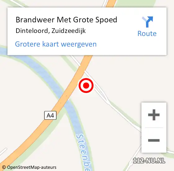 Locatie op kaart van de 112 melding: Brandweer Met Grote Spoed Naar Dinteloord, Zuidzeedijk op 31 augustus 2022 18:01