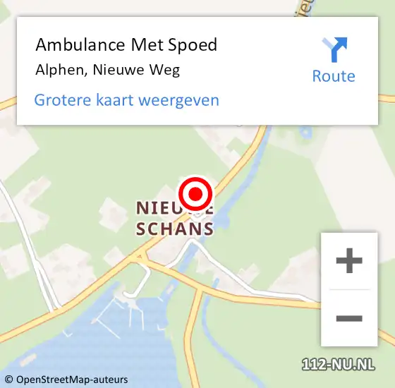 Locatie op kaart van de 112 melding: Ambulance Met Spoed Naar Alphen, Nieuwe Weg op 31 augustus 2022 18:05
