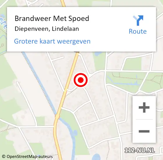 Locatie op kaart van de 112 melding: Brandweer Met Spoed Naar Diepenveen, Lindelaan op 31 augustus 2022 18:06