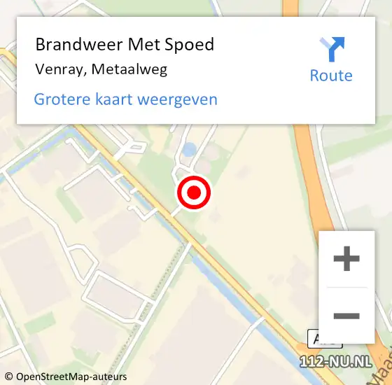 Locatie op kaart van de 112 melding: Brandweer Met Spoed Naar Venray, Metaalweg op 31 augustus 2022 18:34