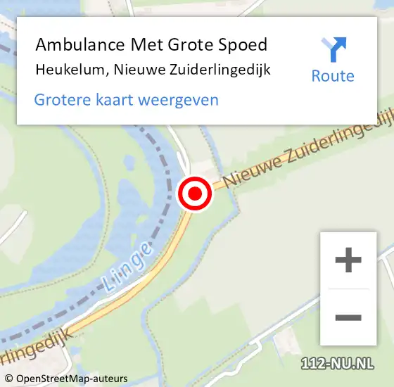 Locatie op kaart van de 112 melding: Ambulance Met Grote Spoed Naar Heukelum, Nieuwe Zuiderlingedijk op 31 augustus 2022 18:49