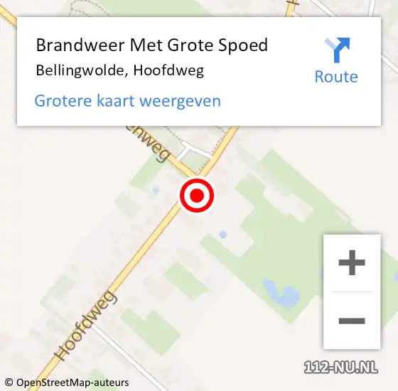 Locatie op kaart van de 112 melding: Brandweer Met Grote Spoed Naar Bellingwolde, Hoofdweg op 31 augustus 2022 19:02