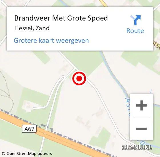 Locatie op kaart van de 112 melding: Brandweer Met Grote Spoed Naar Liessel, Zand op 31 augustus 2022 19:02