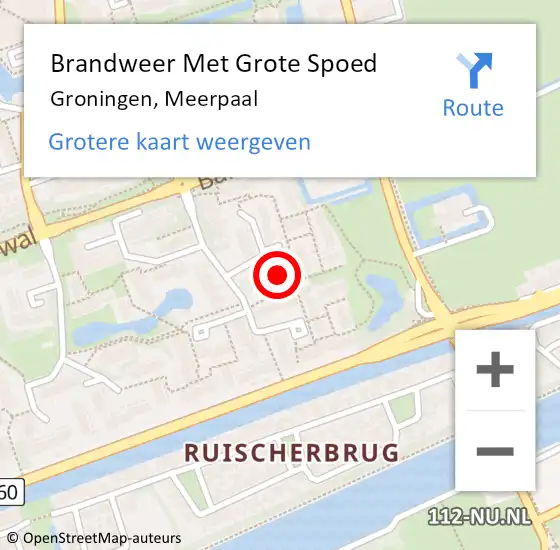 Locatie op kaart van de 112 melding: Brandweer Met Grote Spoed Naar Groningen, Meerpaal op 31 augustus 2022 19:15