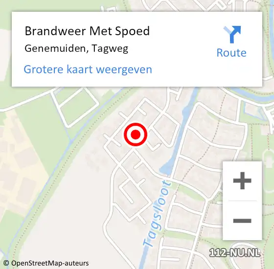 Locatie op kaart van de 112 melding: Brandweer Met Spoed Naar Genemuiden, Tagweg op 31 augustus 2022 19:20