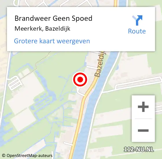 Locatie op kaart van de 112 melding: Brandweer Geen Spoed Naar Meerkerk, Bazeldijk op 31 augustus 2022 19:32