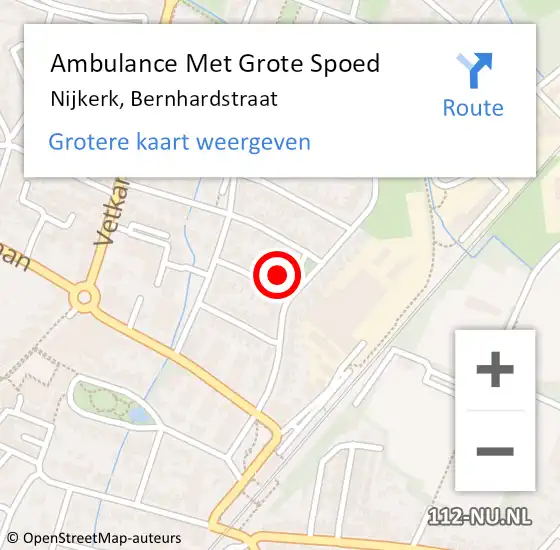 Locatie op kaart van de 112 melding: Ambulance Met Grote Spoed Naar Nijkerk, Bernhardstraat op 31 augustus 2022 19:40