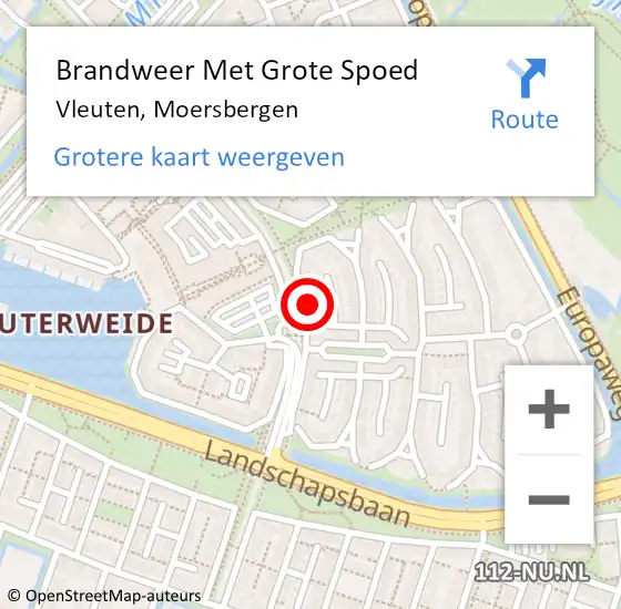 Locatie op kaart van de 112 melding: Brandweer Met Grote Spoed Naar Vleuten, Moersbergen op 31 augustus 2022 19:44