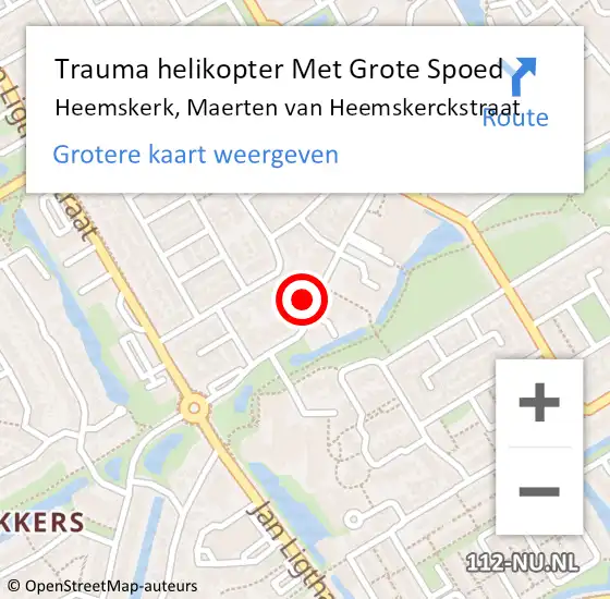 Locatie op kaart van de 112 melding: Trauma helikopter Met Grote Spoed Naar Heemskerk, Maerten van Heemskerckstraat op 31 augustus 2022 19:45