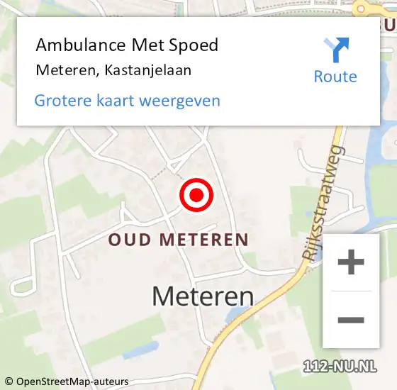 Locatie op kaart van de 112 melding: Ambulance Met Spoed Naar Meteren, Kastanjelaan op 31 augustus 2022 19:57