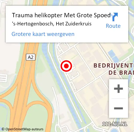 Locatie op kaart van de 112 melding: Trauma helikopter Met Grote Spoed Naar 's-Hertogenbosch, Het Zuiderkruis op 31 augustus 2022 20:02