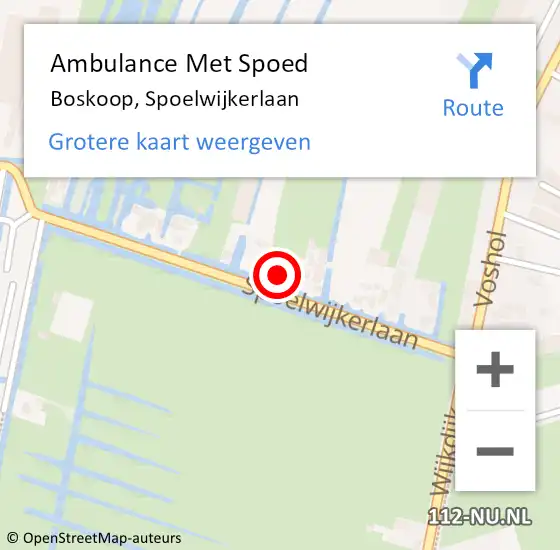 Locatie op kaart van de 112 melding: Ambulance Met Spoed Naar Boskoop, Spoelwijkerlaan op 31 augustus 2022 20:31