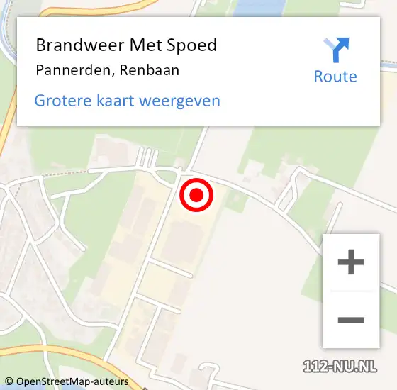 Locatie op kaart van de 112 melding: Brandweer Met Spoed Naar Pannerden, Renbaan op 31 augustus 2022 20:36