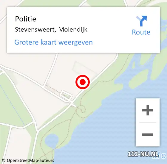 Locatie op kaart van de 112 melding: Politie Stevensweert, Molendijk op 31 augustus 2022 20:45