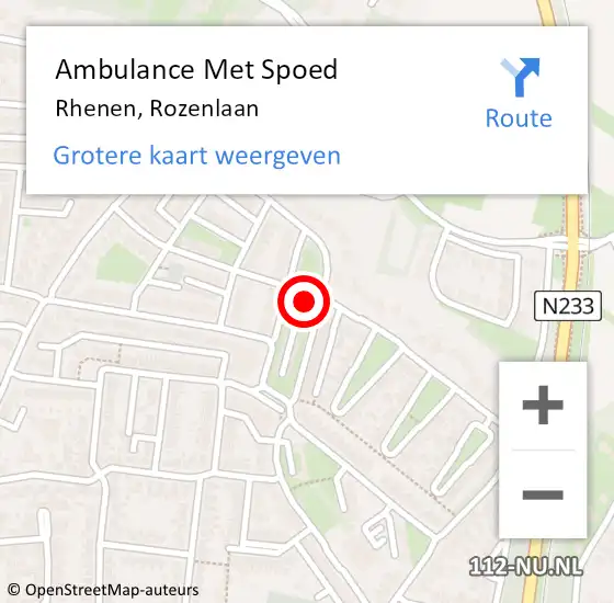 Locatie op kaart van de 112 melding: Ambulance Met Spoed Naar Rhenen, Rozenlaan op 31 augustus 2022 20:46