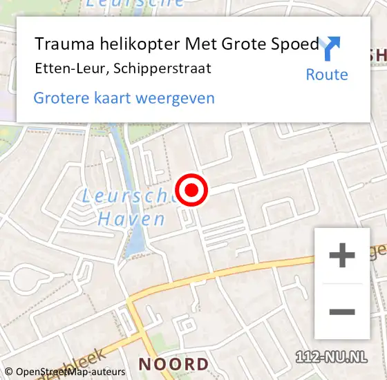 Locatie op kaart van de 112 melding: Trauma helikopter Met Grote Spoed Naar Etten-Leur, Schipperstraat op 31 augustus 2022 21:02