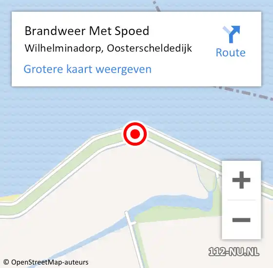 Locatie op kaart van de 112 melding: Brandweer Met Spoed Naar Wilhelminadorp, Oosterscheldedijk op 31 augustus 2022 22:03