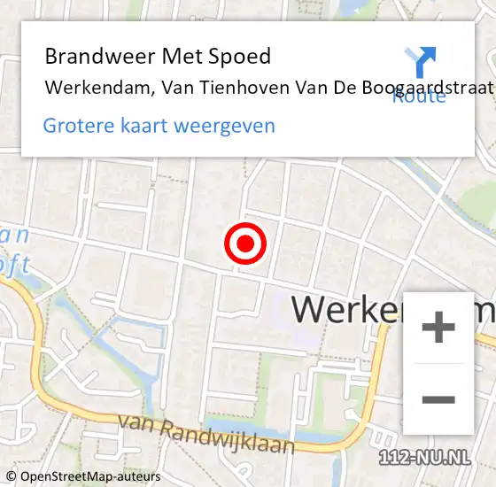 Locatie op kaart van de 112 melding: Brandweer Met Spoed Naar Werkendam, Van Tienhoven Van De Boogaardstraat op 28 juli 2014 10:28