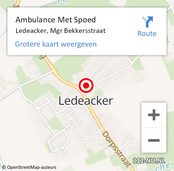 Locatie op kaart van de 112 melding: Ambulance Met Spoed Naar Ledeacker, Mgr Bekkersstraat op 28 juli 2014 10:28