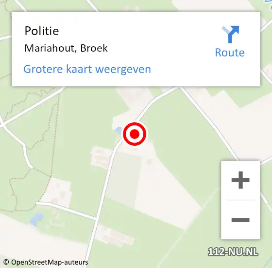 Locatie op kaart van de 112 melding: Politie Mariahout, Broek op 31 augustus 2022 22:51