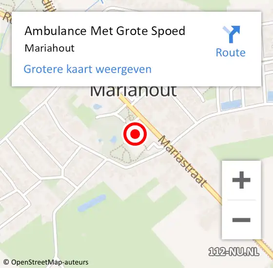Locatie op kaart van de 112 melding: Ambulance Met Grote Spoed Naar Mariahout op 31 augustus 2022 22:52
