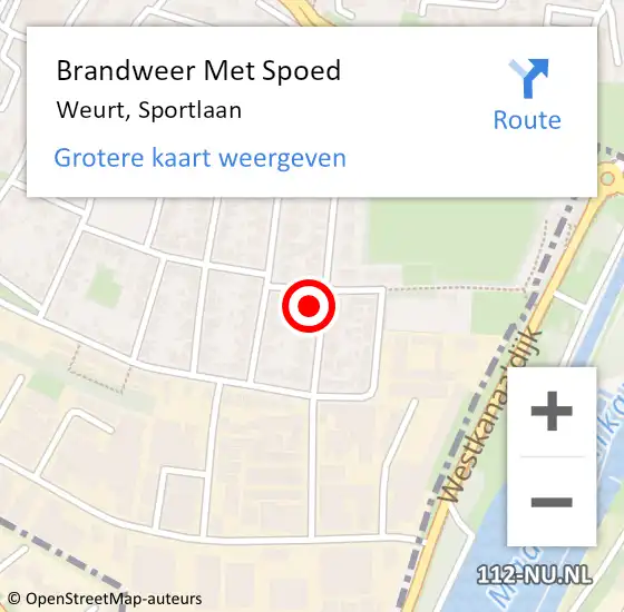 Locatie op kaart van de 112 melding: Brandweer Met Spoed Naar Weurt, Sportlaan op 1 september 2022 00:23