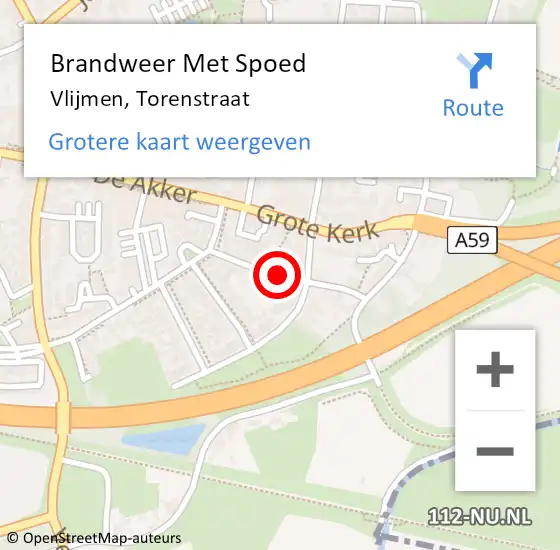 Locatie op kaart van de 112 melding: Brandweer Met Spoed Naar Vlijmen, Torenstraat op 1 september 2022 02:14