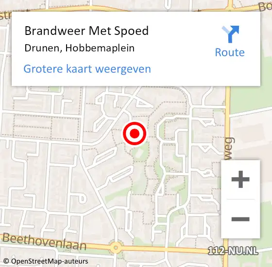 Locatie op kaart van de 112 melding: Brandweer Met Spoed Naar Drunen, Hobbemaplein op 1 september 2022 03:03