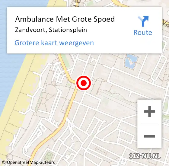 Locatie op kaart van de 112 melding: Ambulance Met Grote Spoed Naar Zandvoort, Stationsplein op 1 september 2022 03:12