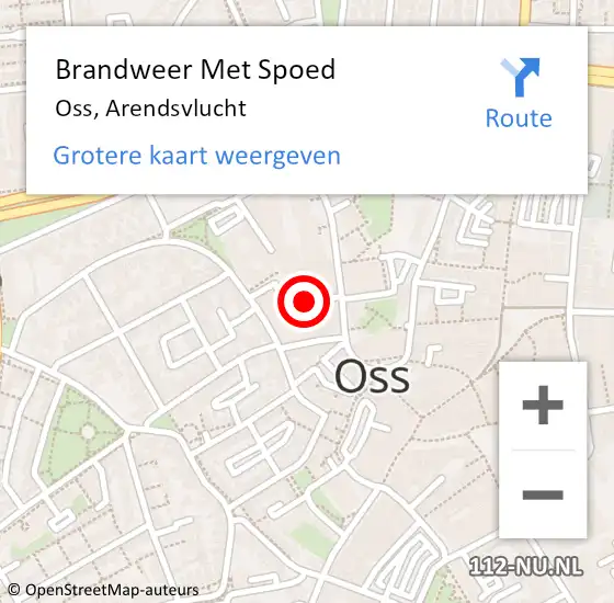 Locatie op kaart van de 112 melding: Brandweer Met Spoed Naar Oss, Arendsvlucht op 1 september 2022 03:27