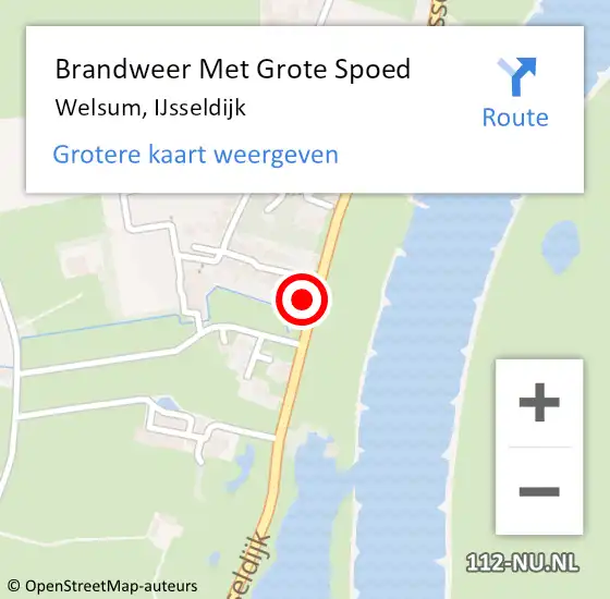 Locatie op kaart van de 112 melding: Brandweer Met Grote Spoed Naar Welsum, IJsseldijk op 1 september 2022 03:29