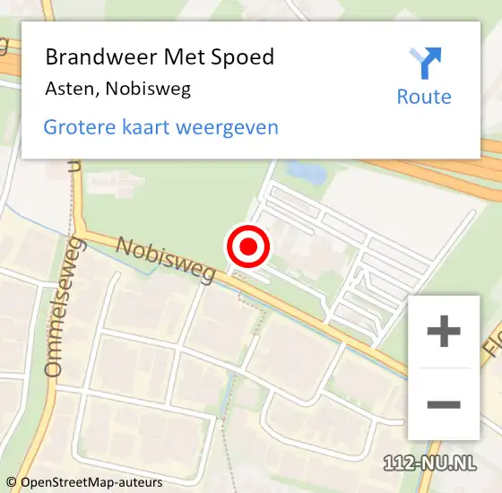 Locatie op kaart van de 112 melding: Brandweer Met Spoed Naar Asten, Nobisweg op 1 september 2022 04:00