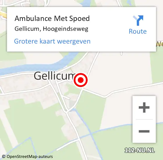 Locatie op kaart van de 112 melding: Ambulance Met Spoed Naar Gellicum, Hoogeindseweg op 1 september 2022 04:37