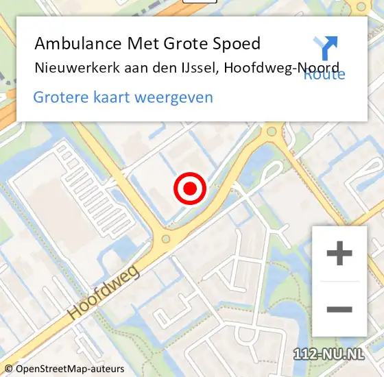 Locatie op kaart van de 112 melding: Ambulance Met Grote Spoed Naar Nieuwerkerk aan den IJssel, Hoofdweg-Noord op 1 september 2022 04:45