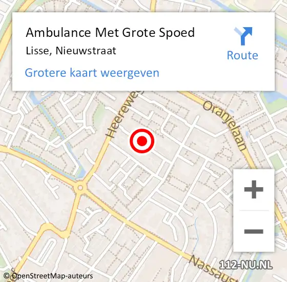 Locatie op kaart van de 112 melding: Ambulance Met Grote Spoed Naar Lisse, Nieuwstraat op 1 september 2022 05:26