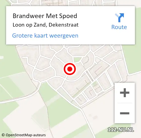 Locatie op kaart van de 112 melding: Brandweer Met Spoed Naar Loon op Zand, Dekenstraat op 28 juli 2014 10:35