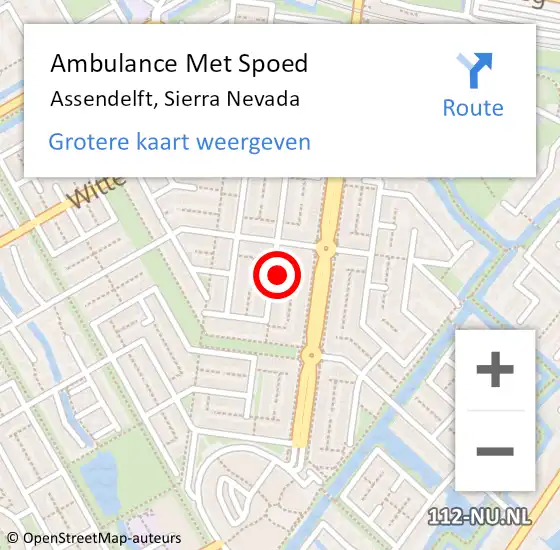 Locatie op kaart van de 112 melding: Ambulance Met Spoed Naar Assendelft, Sierra Nevada op 1 september 2022 06:21