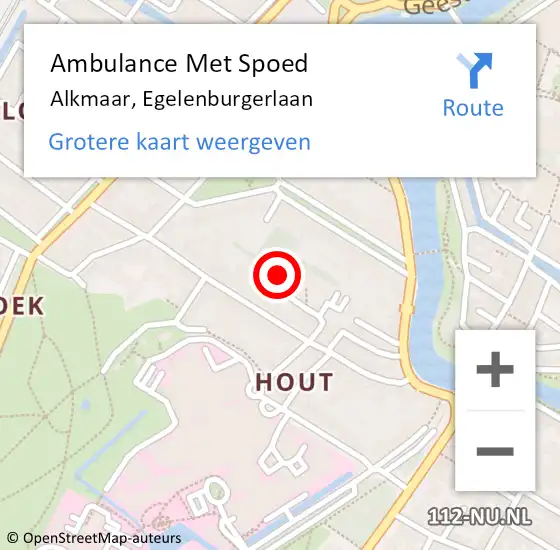 Locatie op kaart van de 112 melding: Ambulance Met Spoed Naar Alkmaar, Egelenburgerlaan op 1 september 2022 06:23