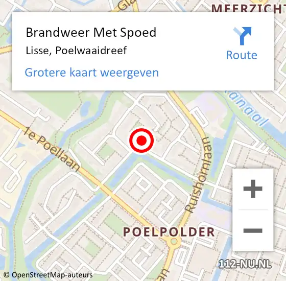 Locatie op kaart van de 112 melding: Brandweer Met Spoed Naar Lisse, Poelwaaidreef op 1 september 2022 06:47