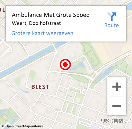 Locatie op kaart van de 112 melding: Ambulance Met Grote Spoed Naar Weert, Doolhofstraat op 1 september 2022 07:05